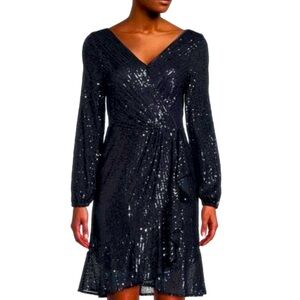 Nanette Lepore Womens Nanette  Sequined Midi Dress, Midnight Blue